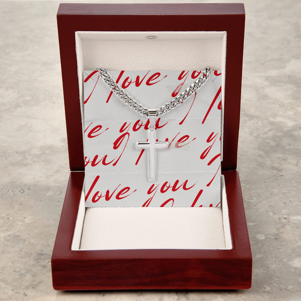 Valentines Cuban Link with Cross for Him